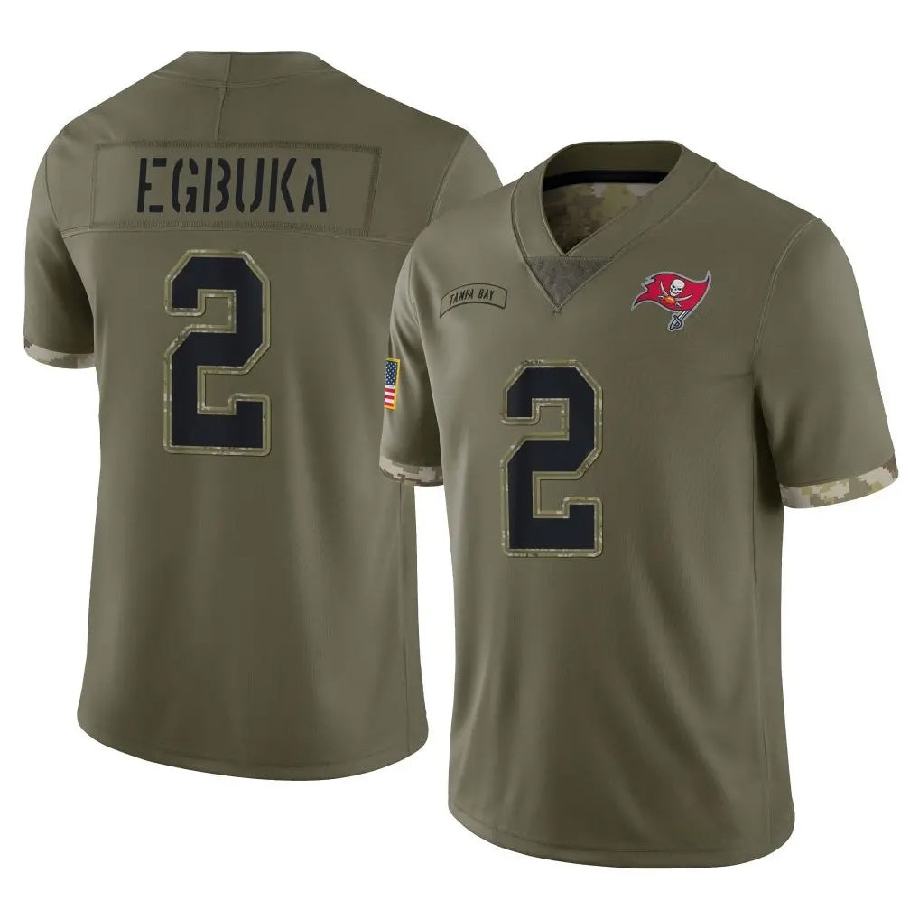 TB.Buccaneers #2 Emeka Egbuka Player Olive Limited Salute To Service Home Game Ddoa Stitched Jerseys