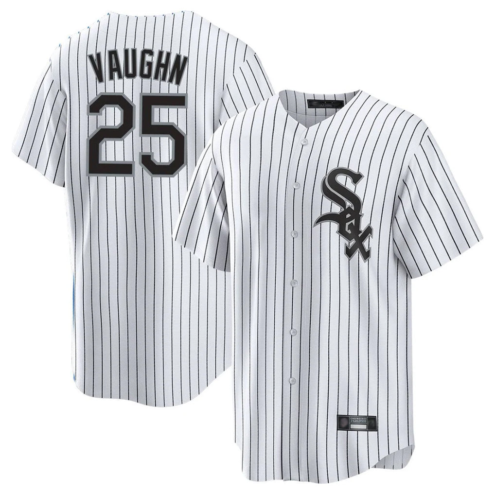 C.White Sox #25 Andrew Vaughn Player White Stripe Home Game Ddoa Stitched Jerseys