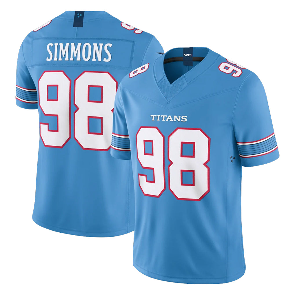 T.Titans #98 Jeffery Simmons Player Light Blue Team Vapor F.U.S.E. Limited Home Game Ddoa Stitched Jerseys