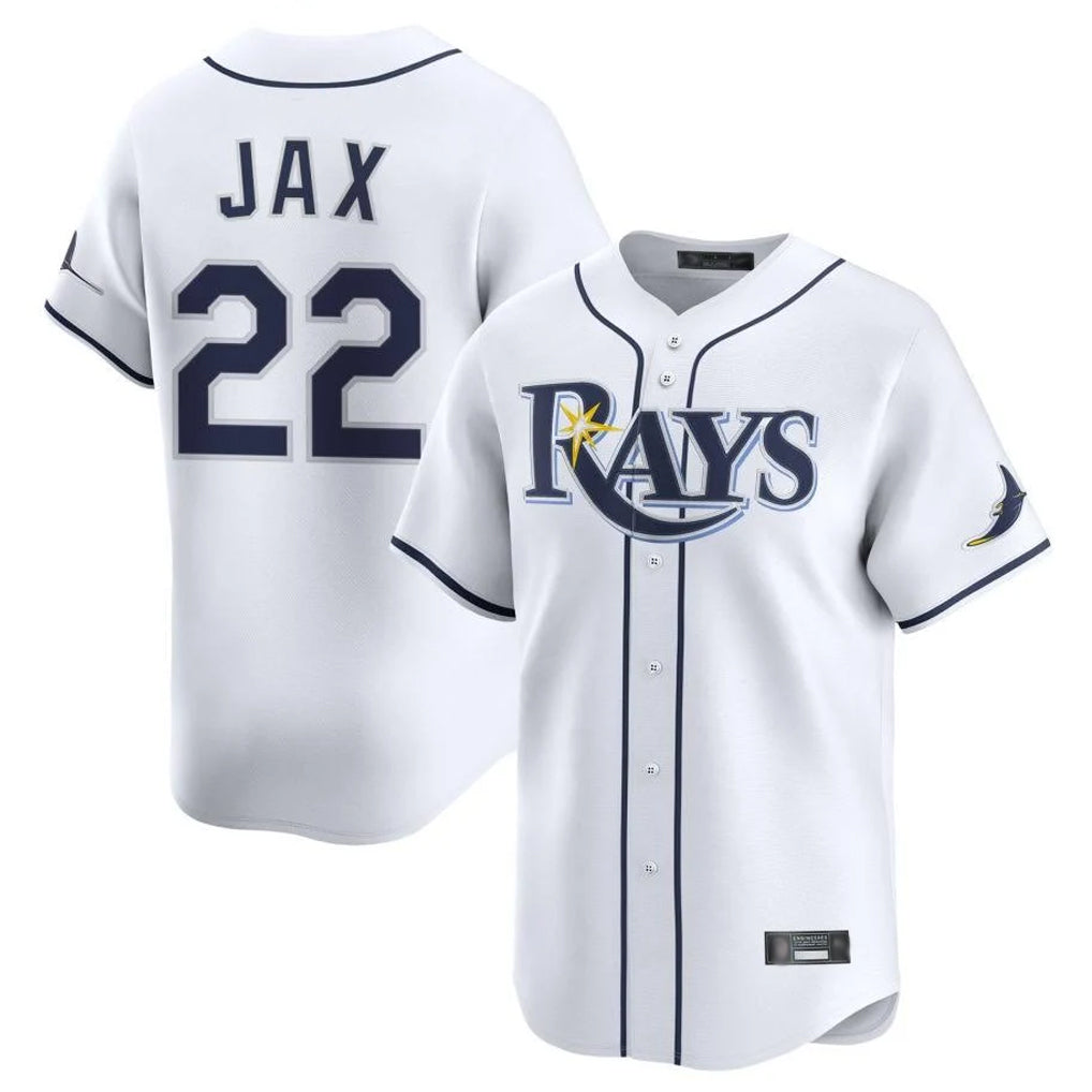 T.Bay Rays #22 Griffin Jax Player White Home Limited Ddoa Stitched Jerseys
