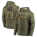D.Broncos #73 Frank Crum Player Olive Salute to Service Pullover Hoodies Home Game Ddoa Stitched Jerseys