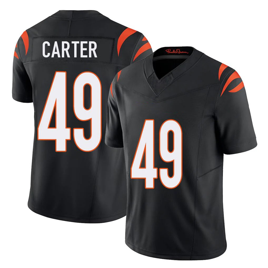 C.Bengals #49 Barrett Carter Player Black Vapor F.U.S.E. Limited Home Game Ddoa Stitched Jerseys