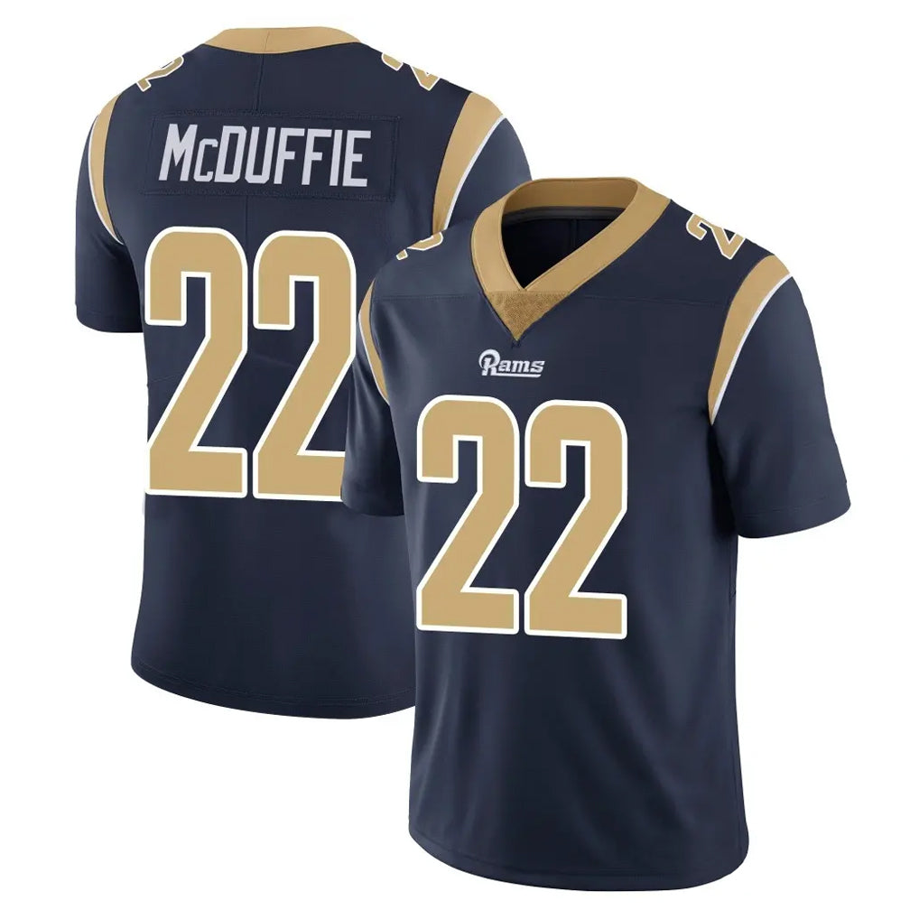 LA.Rams #22 Trent McDuffie Player Navy Limited Vapor Untouchable Home Game Ddoa Stitched Jerseys