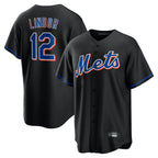 NY.Mets #12 Francisco Lindor Player Black Replica Home Game Ddoa Stitched Jerseys