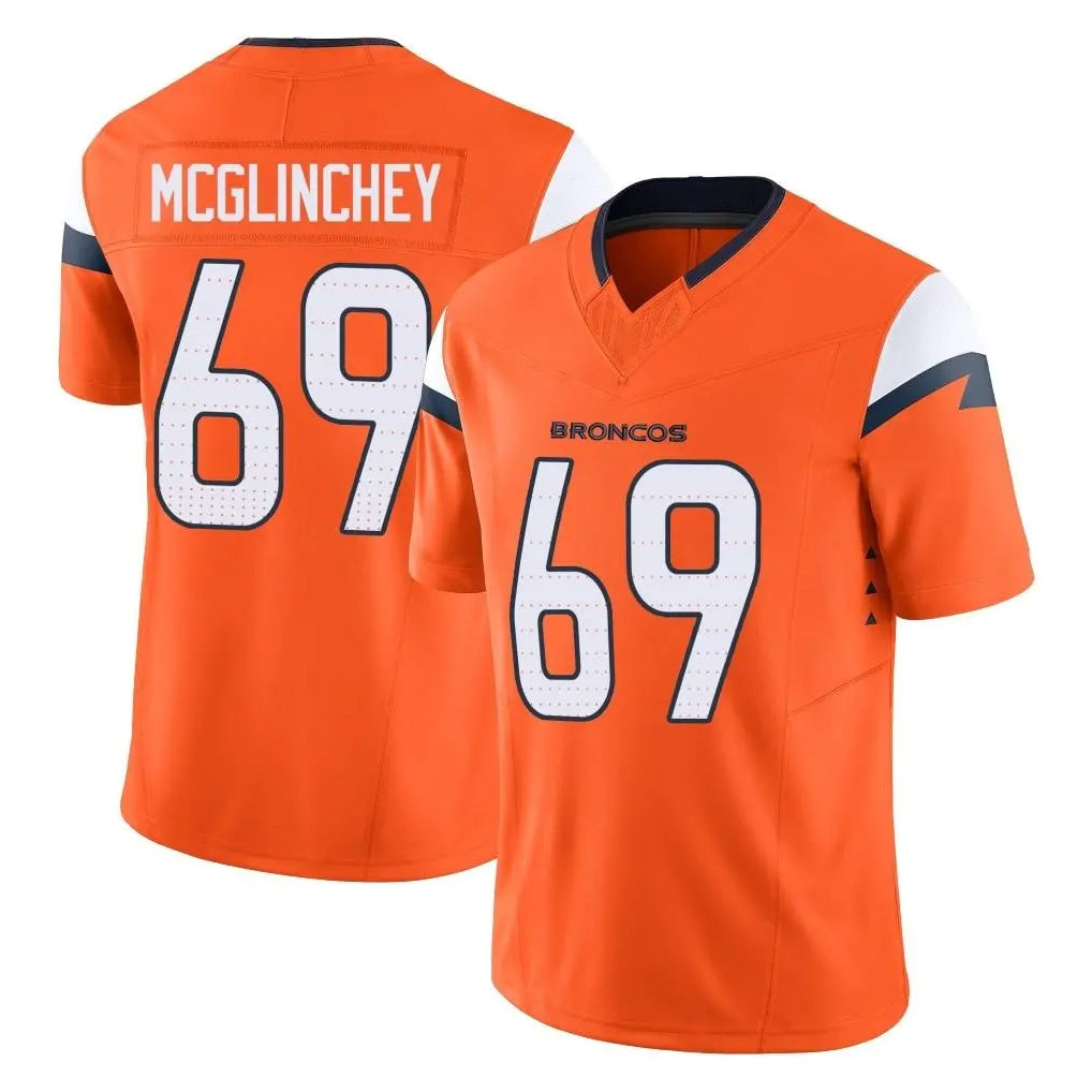 D.Broncos #69 Mike McGlinchey Player Orange Vapor F.U.S.E. Limited Home Game Ddoa Stitched Jerseys