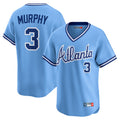 A.Braves #1 Ozzie Albies Player Light Blue Throwback Cooperstown Collection T-shirt Limited Game Ddoa Stitched Jerseys