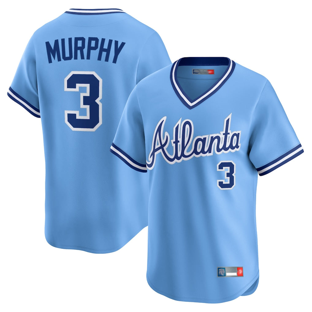 A.Braves #1 Ozzie Albies Player Light Blue Throwback Cooperstown Collection T-shirt Limited Game Ddoa Stitched Jerseys