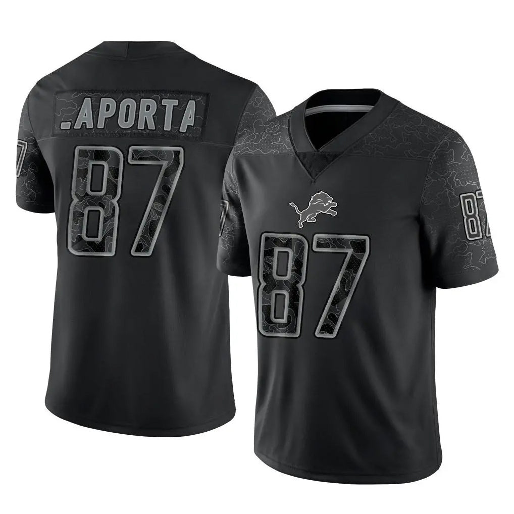D.Lions #87 Sam LaPorta Player Black Reflective Limited Home Game Ddoa Stitched Jerseys