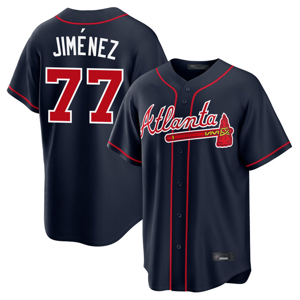 A.Braves #77 Joe Jimenez Player Navy Home Game Ddoa Stitched Jerseys