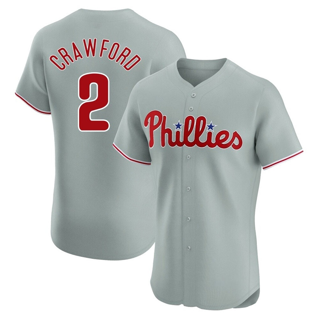 P.Phillies #2 Justin Crawford Player Gray Home Limited Elite Ddoa Stitched Jerseys