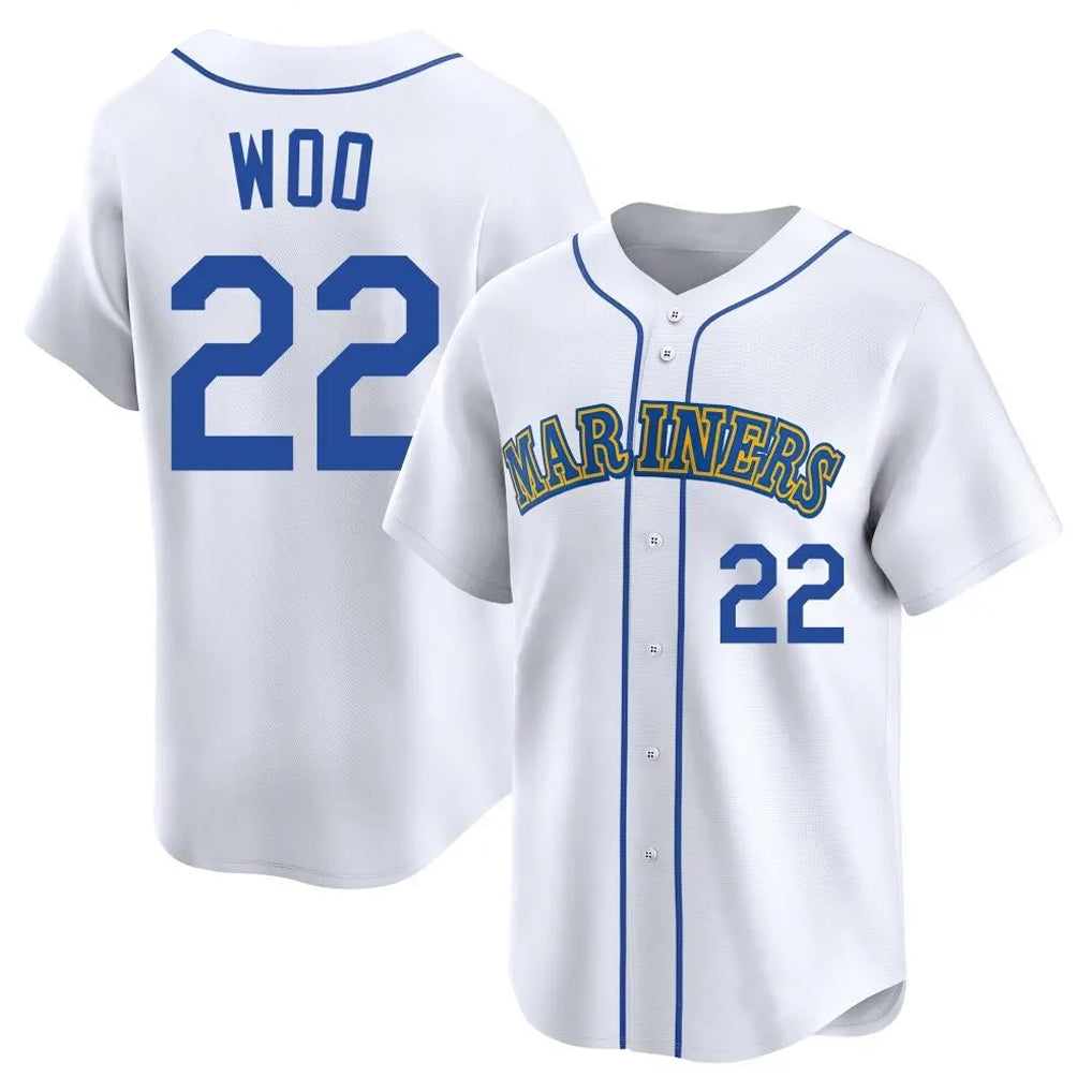 S.Mariners #22 Bryan Woo Player White Pitch Fashion Game Ddoa Stitched Jerseys