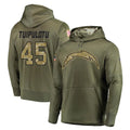LA.Chargers #45 Tuli Tuipulotu Player Olive Salute to Service Pullover Hoodies Home Game Ddoa Stitched Jerseys