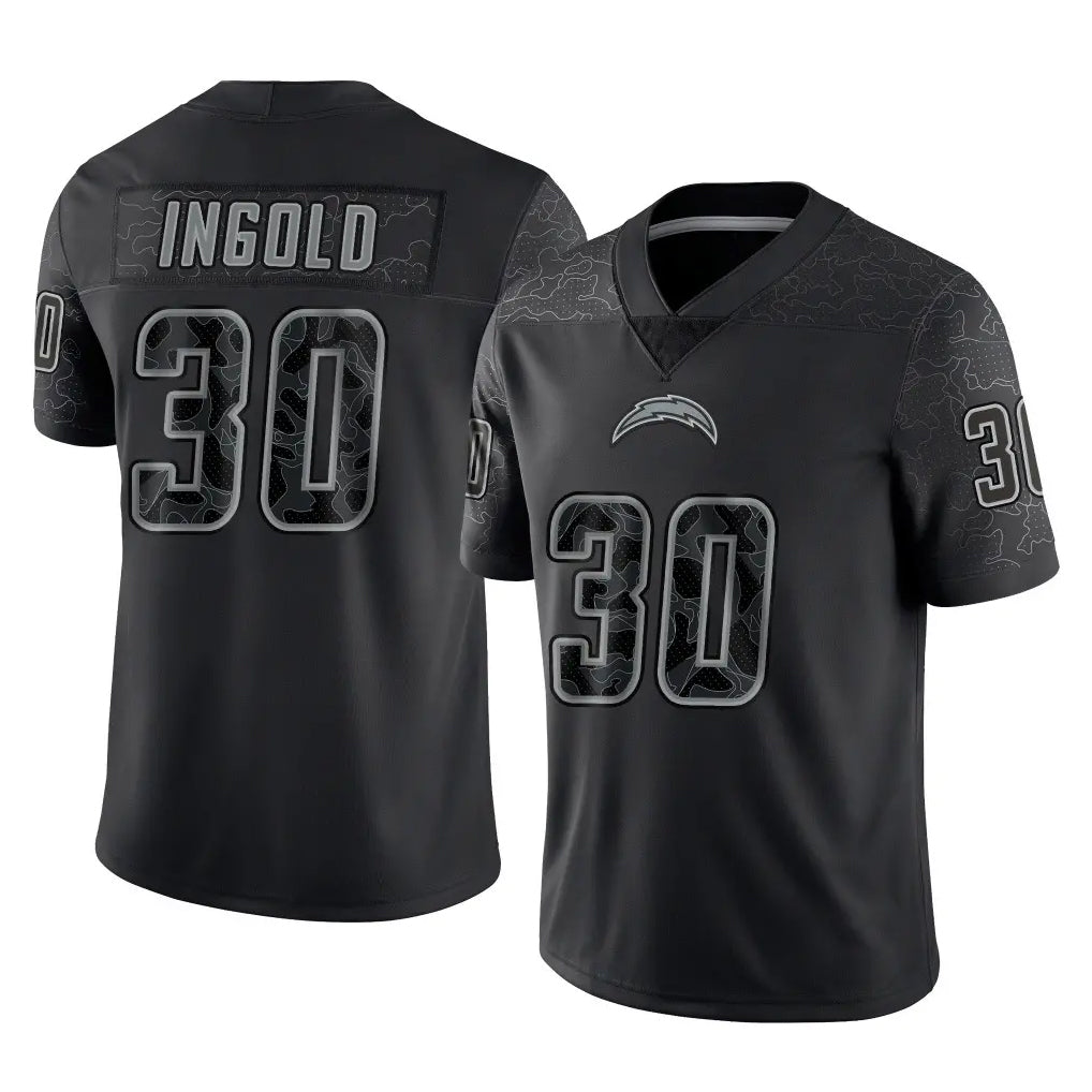 LA.Chargers #30 Alec Ingold Player Black Limited Reflective Home Game Ddoa Stitched Jerseys