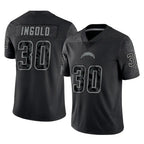 LA.Chargers #30 Alec Ingold Player Black Limited Reflective Home Game Ddoa Stitched Jerseys