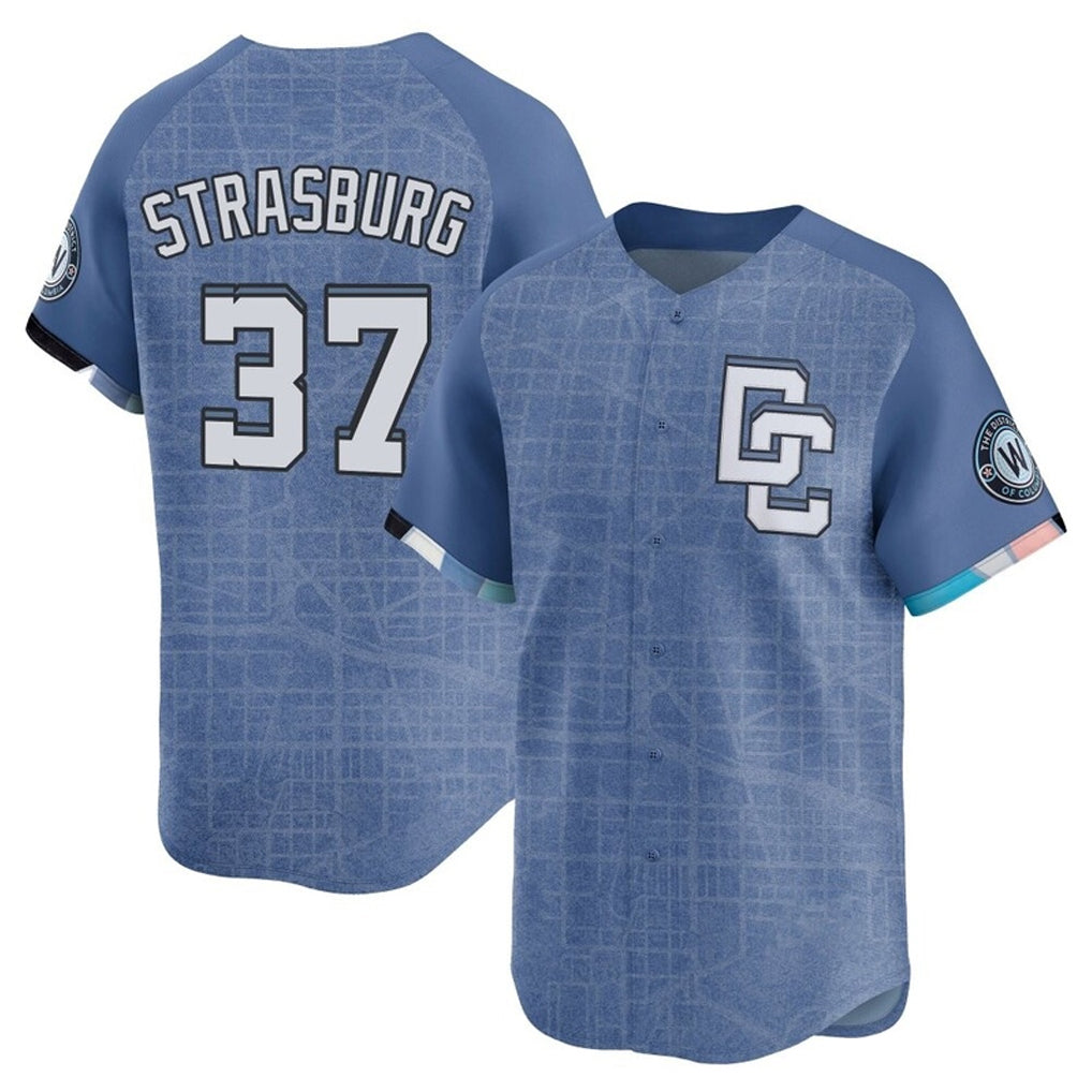 W.Nationals #37 Stephen Strasburg Player Blue City Connect Elite Ddoa Stitched Jerseys