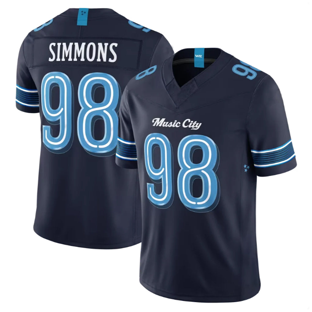T.Titans #98 Jeffery Simmons Player Navy 2026 Rivalries Collection Limited Home Game Ddoa Stitched Jerseys