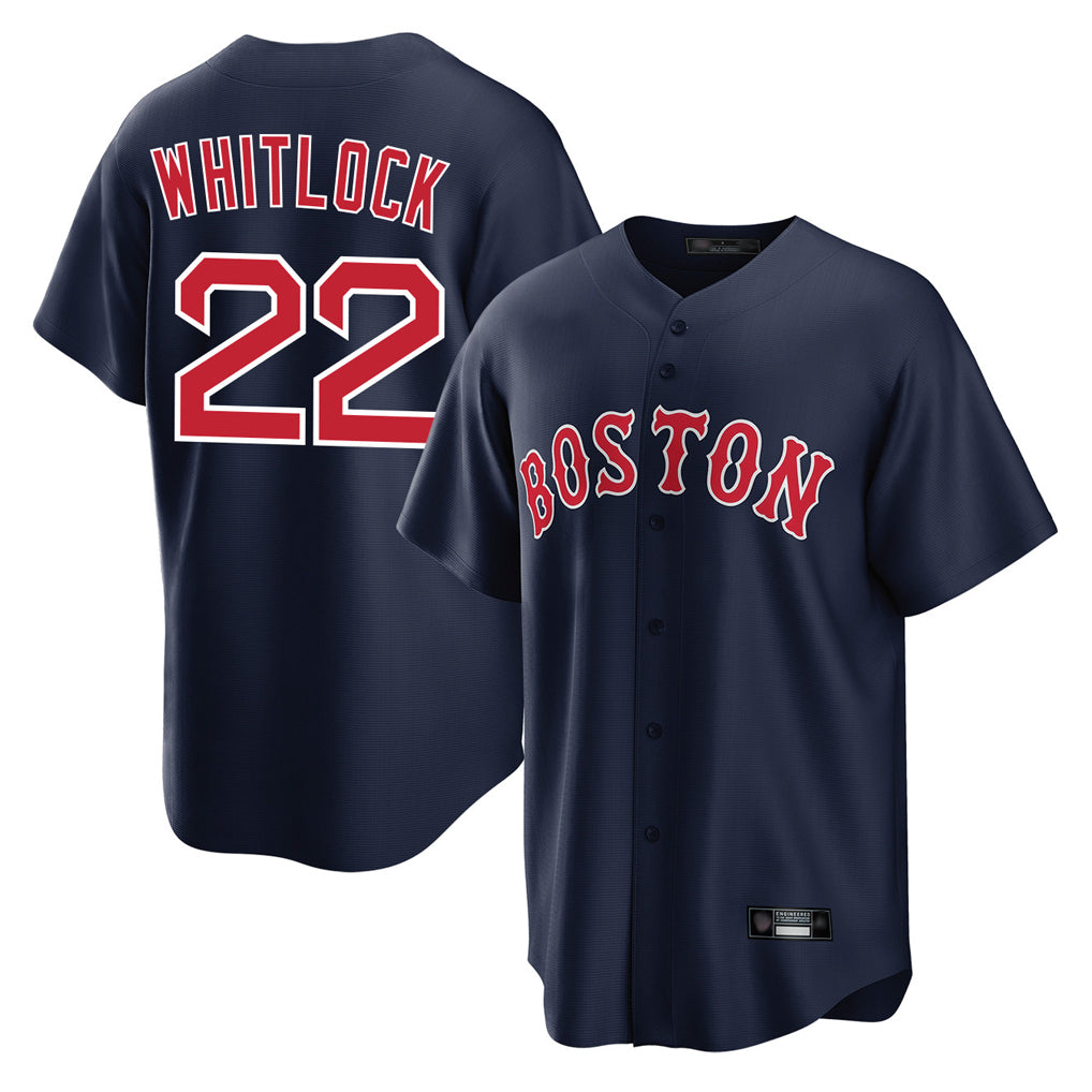 B.Red Sox #22 Garrett Whitlock Player Navy Home Game Ddoa Stitched Jerseys