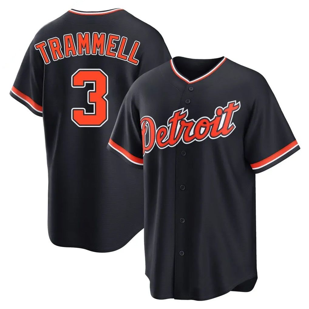 D.Tigers #3 Alan Trammell Player Navy Home Game Ddoa Stitched Jerseys