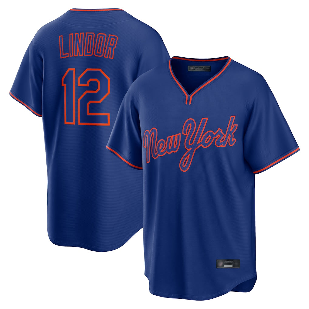 NY.Mets #12 Francisco Lindor Player Royal T-shirt Home Game Ddoa Stitched Jerseys