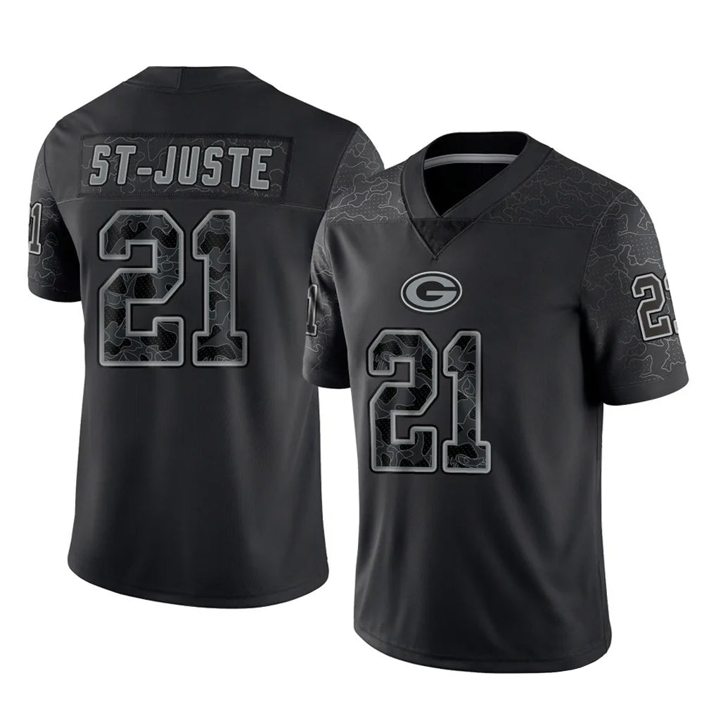 GB.Packers #21 Benjamin St-Juste Player Black Reflective Limited Home Game Ddoa Stitched Jerseys