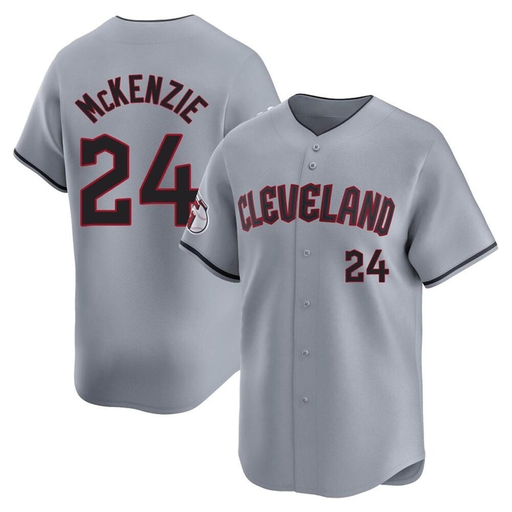 C.Guardians #24 Triston McKenzie Player Gray Road Limited Home Ddoa Stitched Jerseys