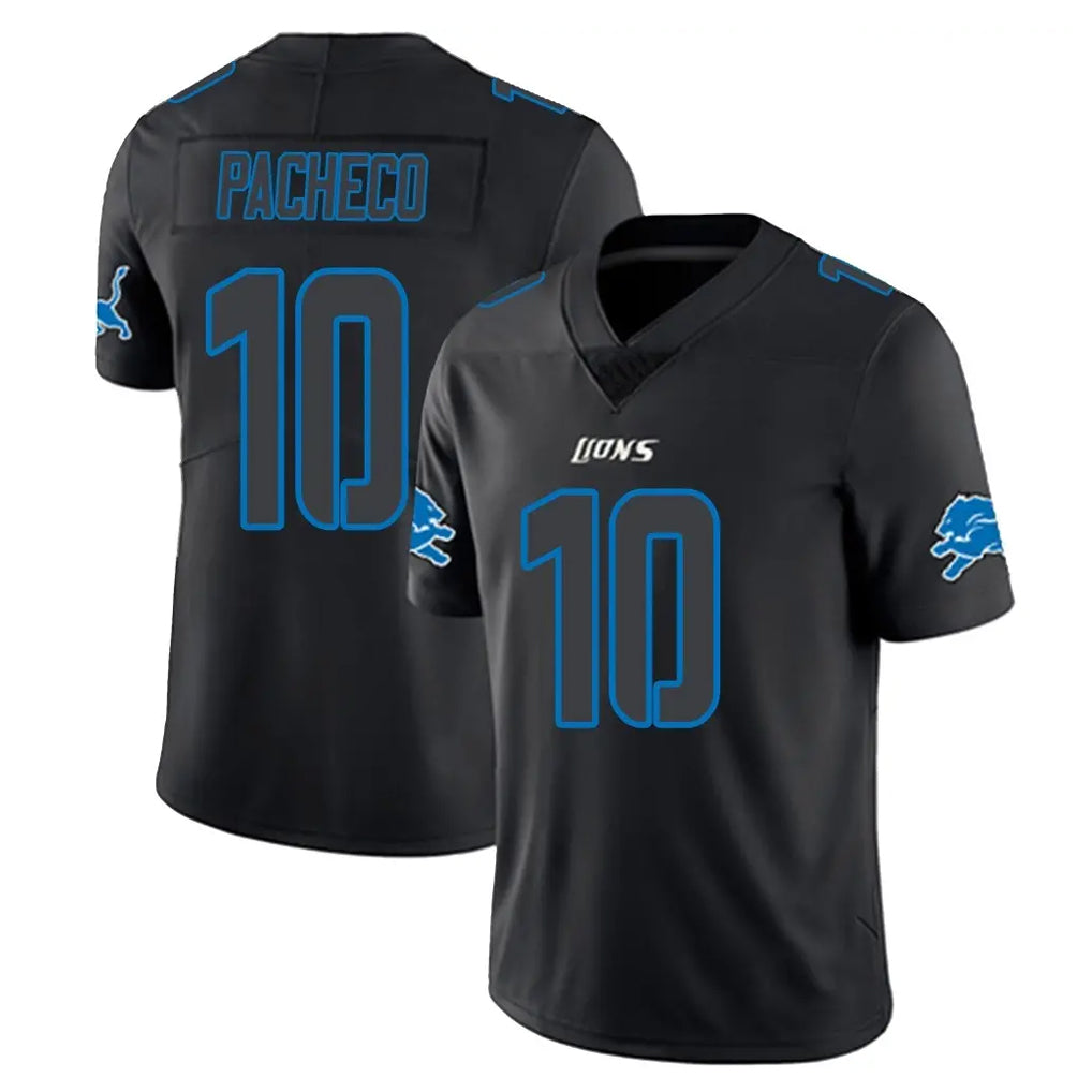 D.Lions #10 Isiah Pacheco Player Black Impact Limited Home Game Ddoa Stitched Jerseys