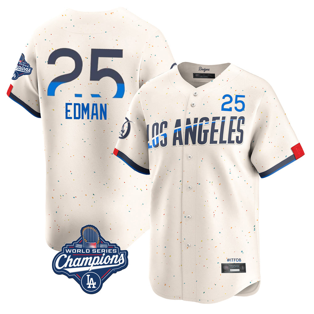 LA.Dodgers #25 Tommy Edman Player Cream World Series Meet City Connect Limited Home Ddoa Stitched Jerseys