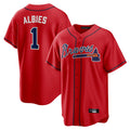 A.Braves #1 Ozzie Albies Player Red Home Game Ddoa Stitched Jerseys