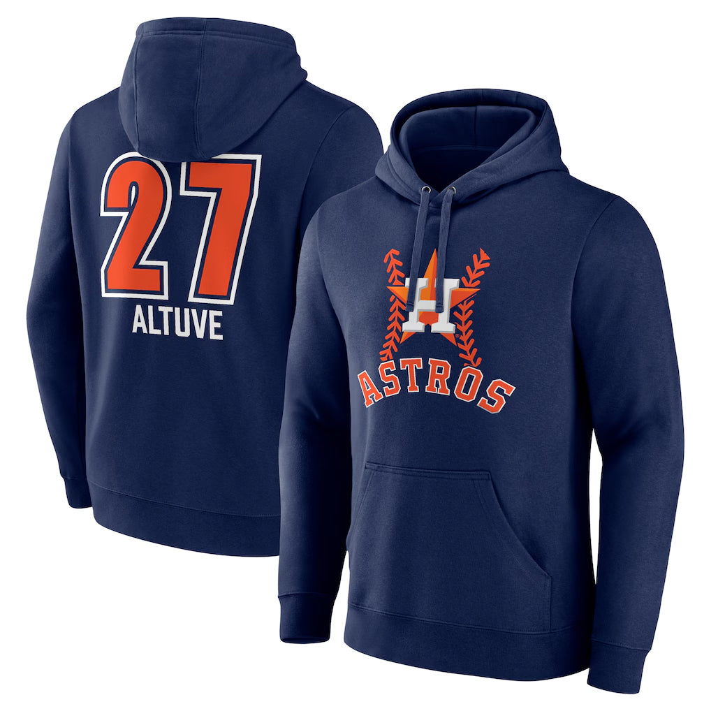 H.Astros #27 Jose Altuve Player Navy Pullover Hoodie Ddoa Stitched Jerseys