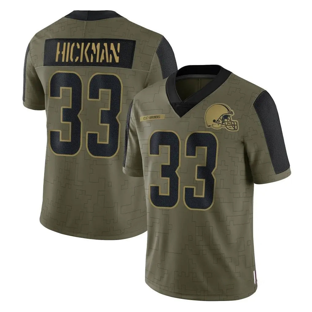 C.Browns #33 Ronnie Hickman Player Olive Salute to Service Limited Home Game Ddoa Stitched Jerseys