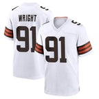 C.Browns #91 Alex Wright Player White Home Game Ddoa Stitched Jerseys