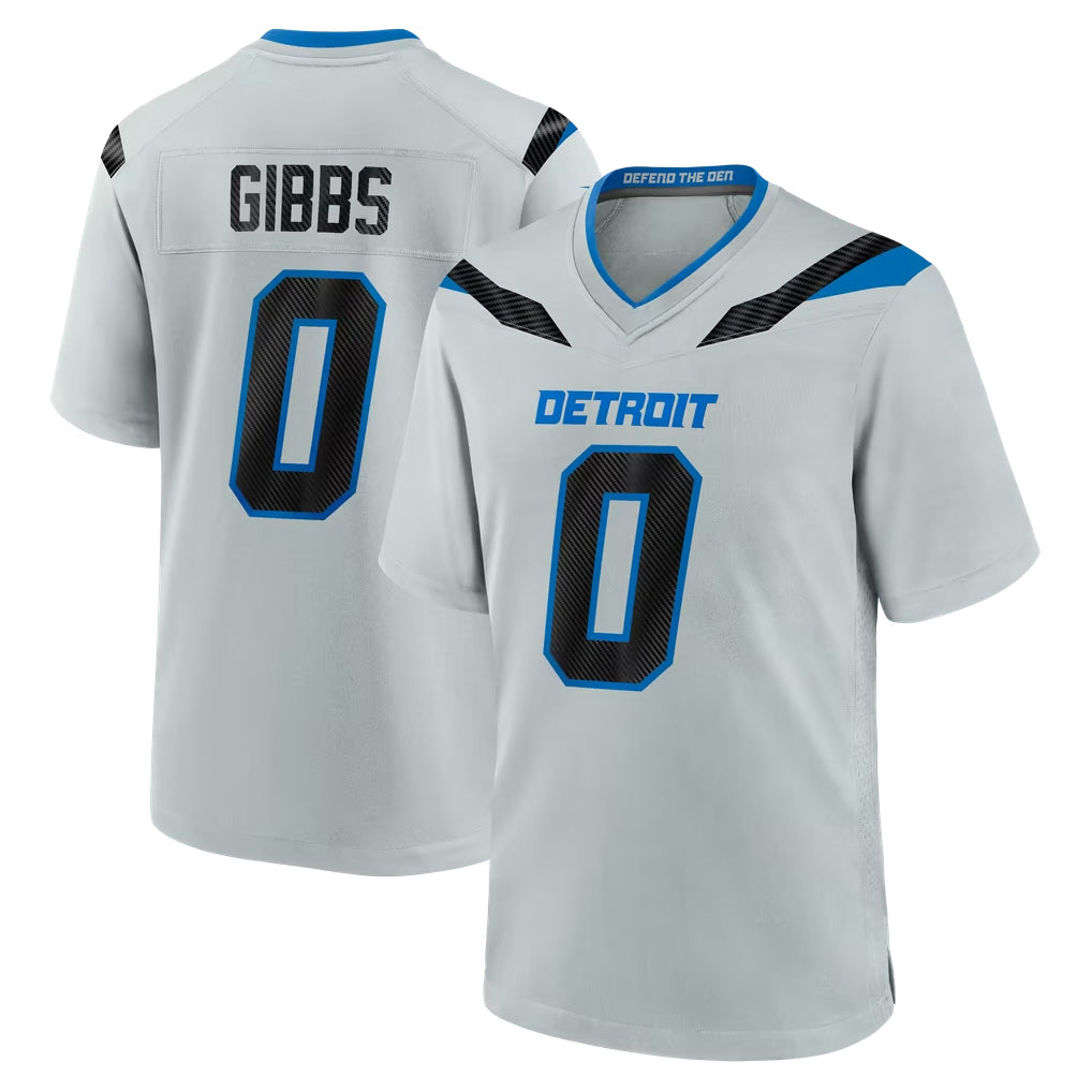 D.Lions #0 Jahmyr Gibbs Player Silver 2026 Rivalries Collection Home Game Ddoa Stitched Jerseys