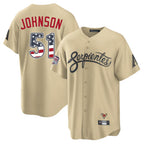 A.Diamondbacks #51 Randy Johnson Player Tan USA 250 Fourth of July Home Game Ddoa250Ys Stitched Jerseys