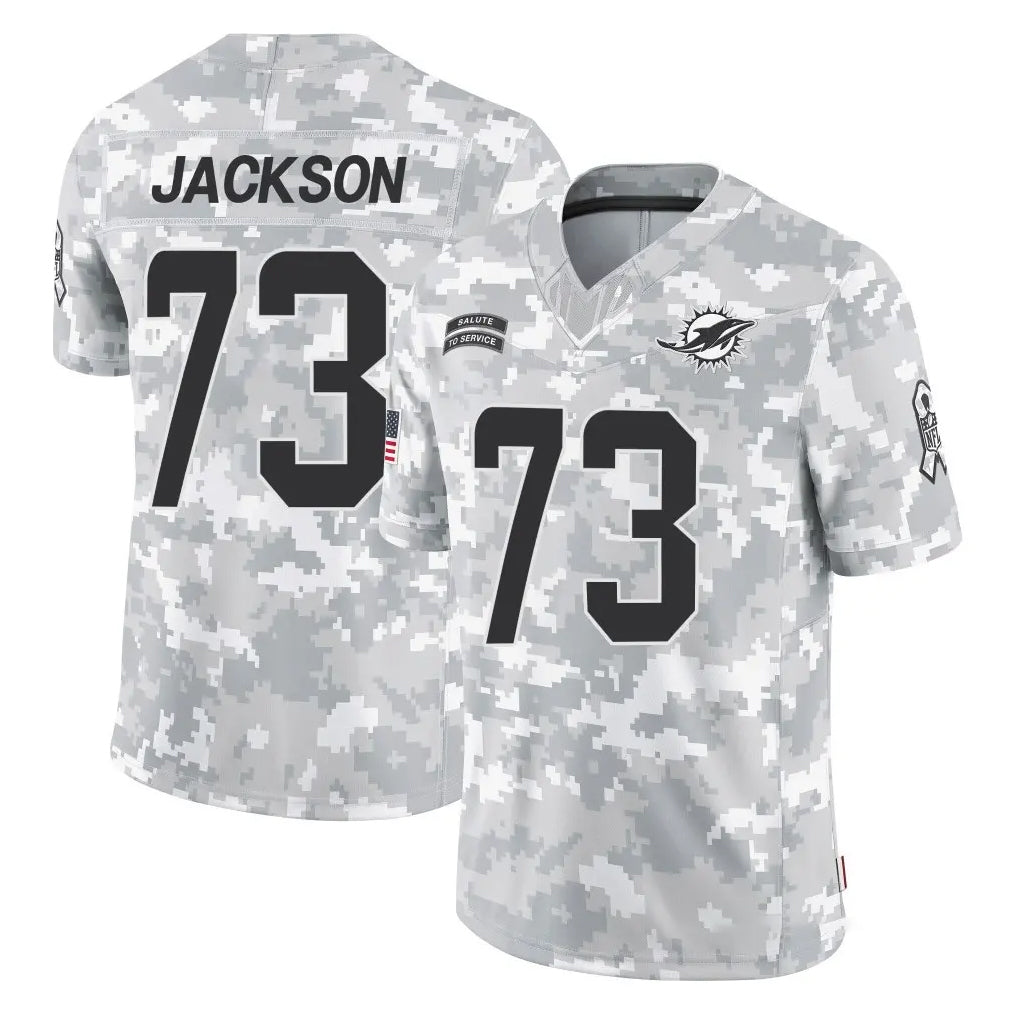 M.Dolphins #73 Austin Jackson Player Arctic Camo Salute To Service Limited Game Ddoa Stitched Jerseys