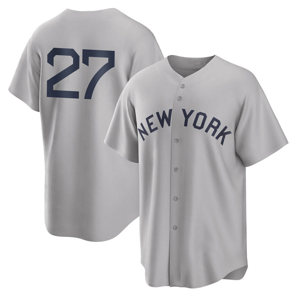 NY.Yankees #27 Giancarlo Stanton Player Gray Field of Dreams Game Ddoa Stitched Jerseys