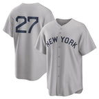 NY.Yankees #27 Giancarlo Stanton Player Gray Field of Dreams Game Ddoa Stitched Jerseys