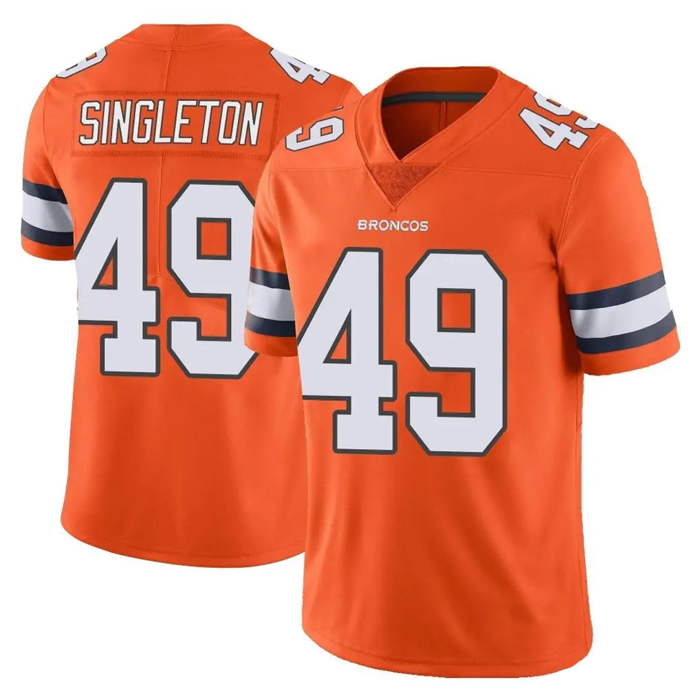 D.Broncos #49 Alex Singleton Player Orange Vapor Untouchable Limited Home Game Ddoa Stitched Jerseys