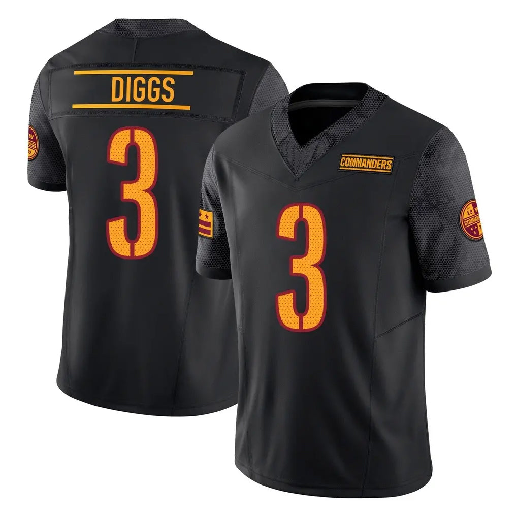 W.Commanders #3 Stefon Diggs Player Black Limited Vapor F.U.S.E. Home Game Ddoa Stitched Jerseys