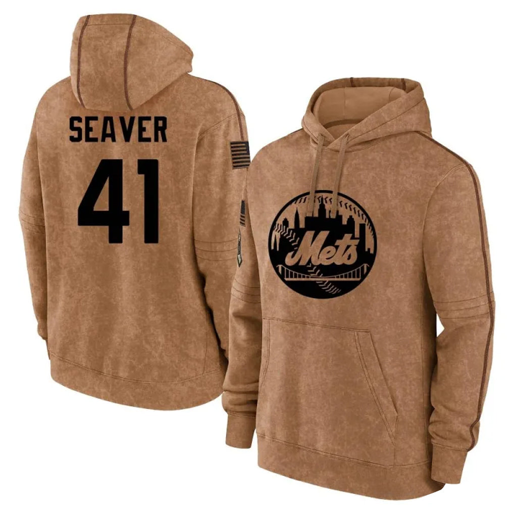 NY.Mets #41 Tom Seaver Player Brown Club Pullover Hoodie Game Ddoa Stitched Jerseys