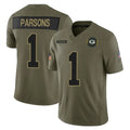 GB.Packers #1 Micah Parsons Player Olive 2025 Salute To Service Limited Home Game Ddoa Stitched Jerseys