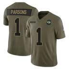 GB.Packers #1 Micah Parsons Player Olive 2025 Salute To Service Limited Home Game Ddoa Stitched Jerseys