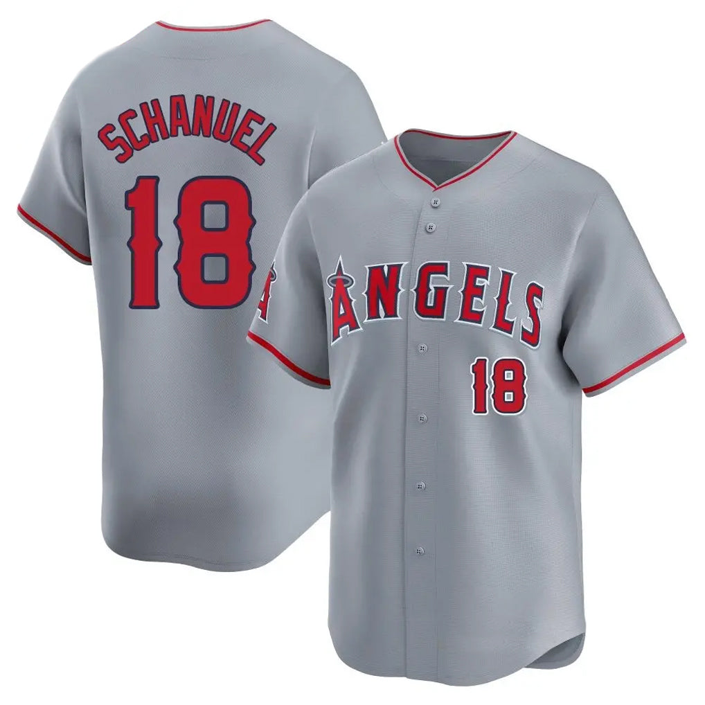 LA.Angels #18 Nolan Schanuel Player Gray Home Limited Ddoa Stitched Jerseys
