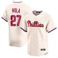 P.Phillies #27 Aaron Nola Player Cream Home Limited Ddoa Stitched Jerseys