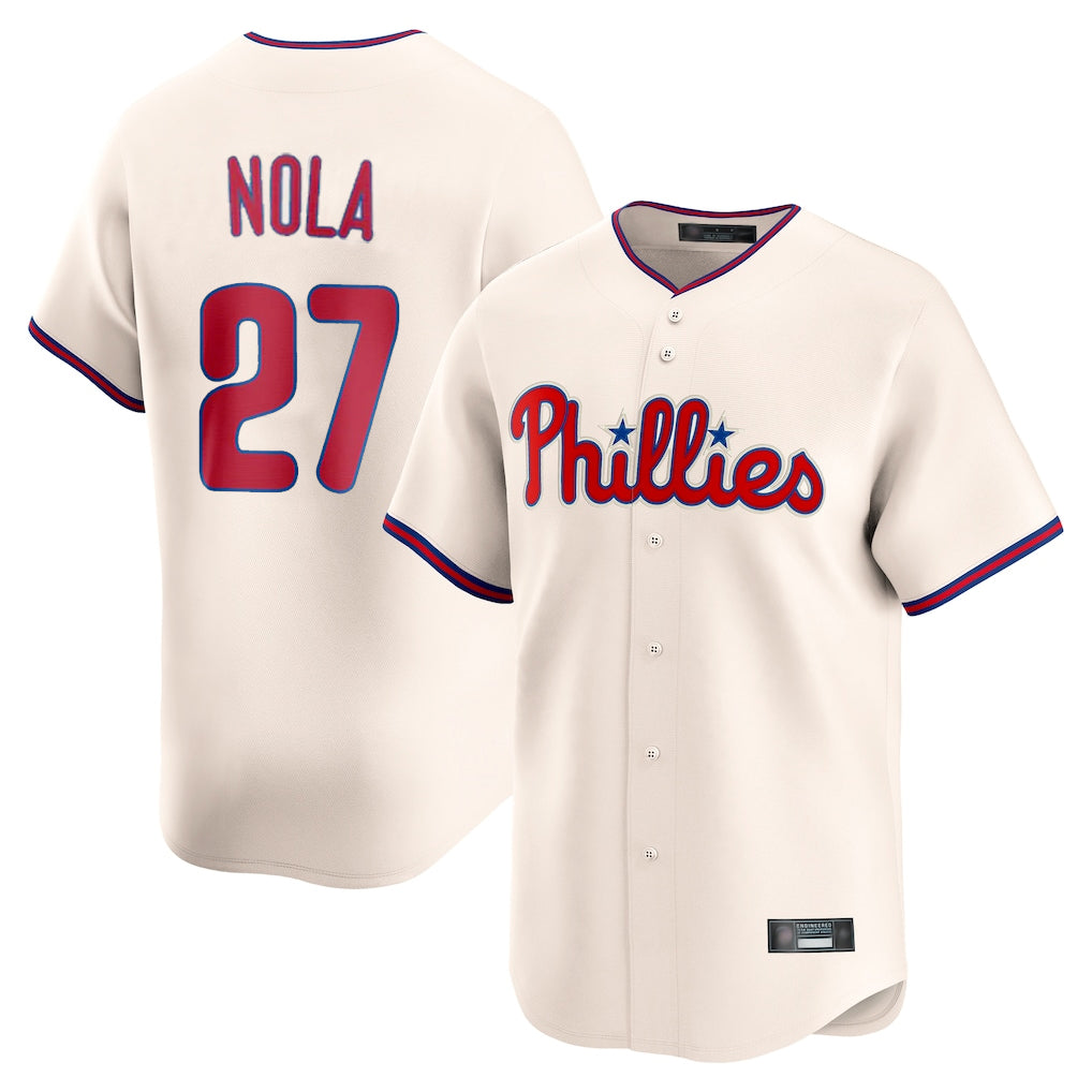 P.Phillies #27 Aaron Nola Player Cream Home Limited Ddoa Stitched Jerseys