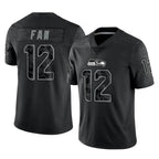 S.Seahawks #12 12th Fan Player Black Limited Reflective Home Game Ddoa Stitched Jerseys