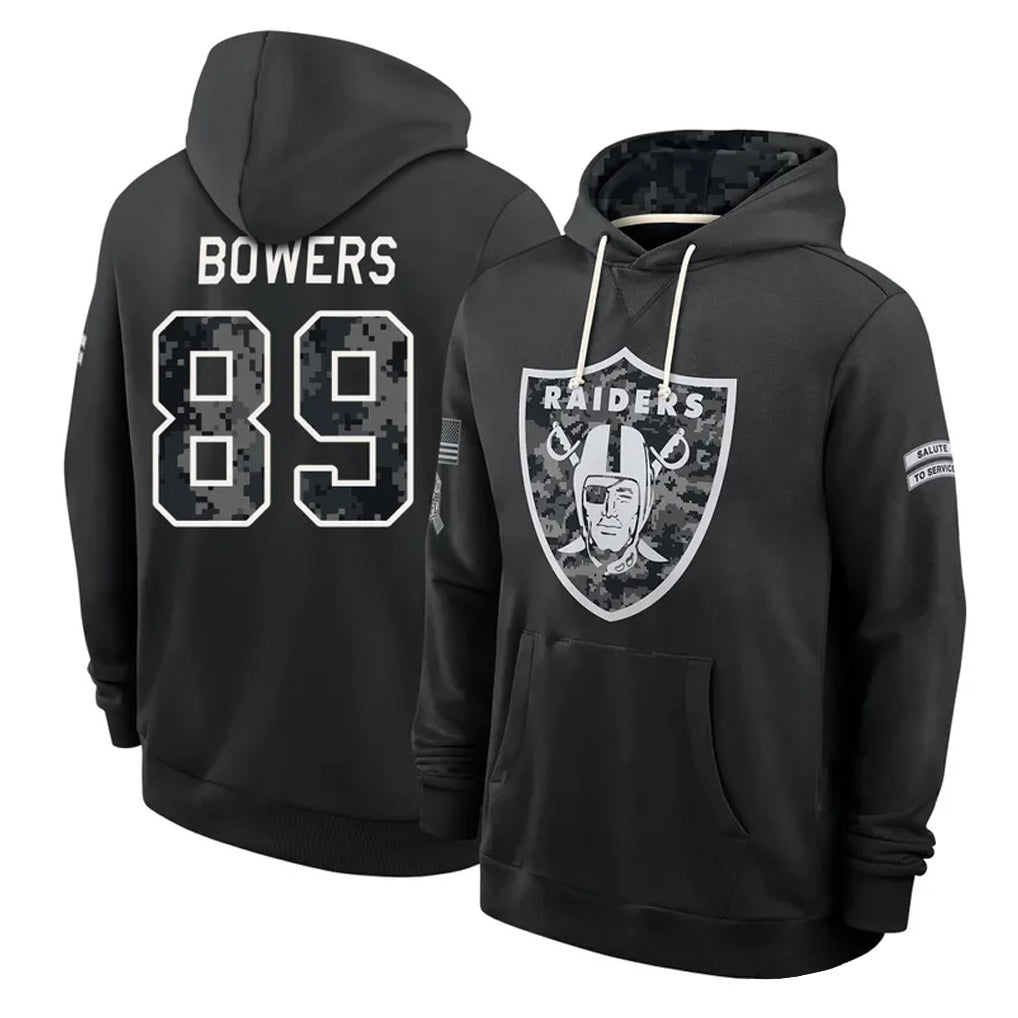 LV.Raiders #89 Brock Bowers Player 2026 Black Logo Pullover Hoodies Limited Game Stitched Jerseys