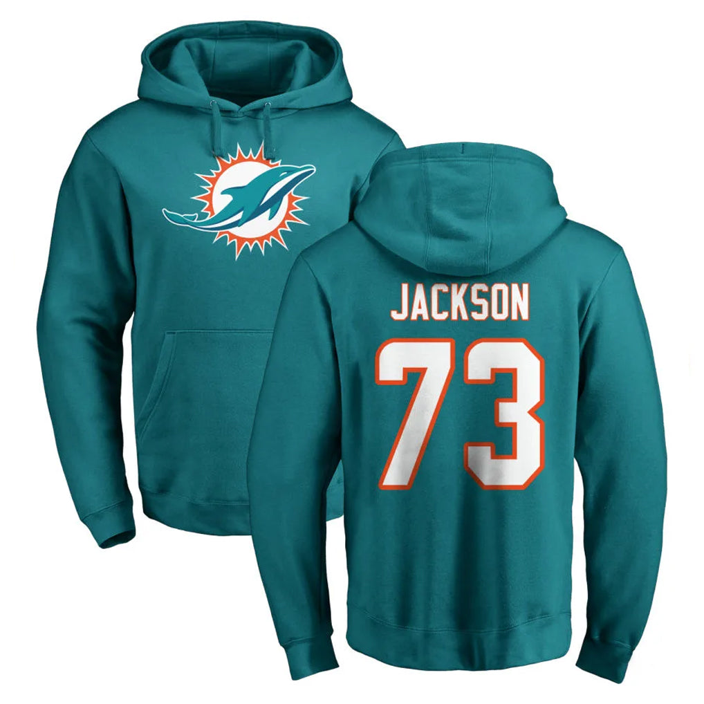M.Dolphins #73 Austin Jackson Player Aqua LOGO Pullover Hoodies Limited Ddoa Stitched Jerseys