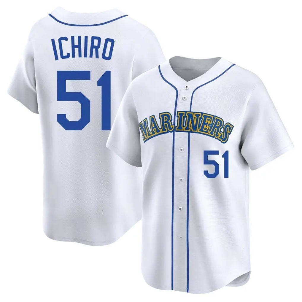 S.Mariners #51 Ichiro Suzuki Player White Pitch Fashion Game Ddoa Stitched Jerseys