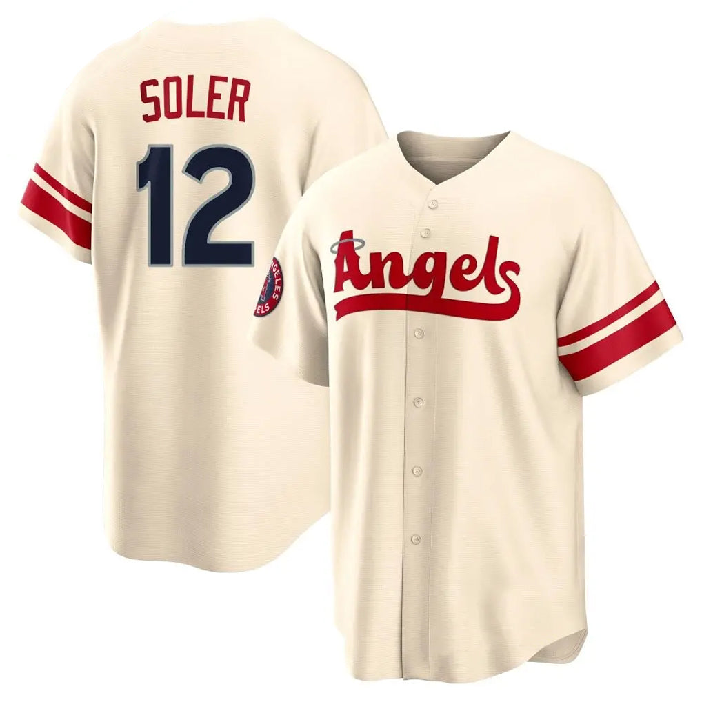 LA.Angels #12 Jorge Soler Player Cream City Connect Home Ddoa Stitched Jerseys