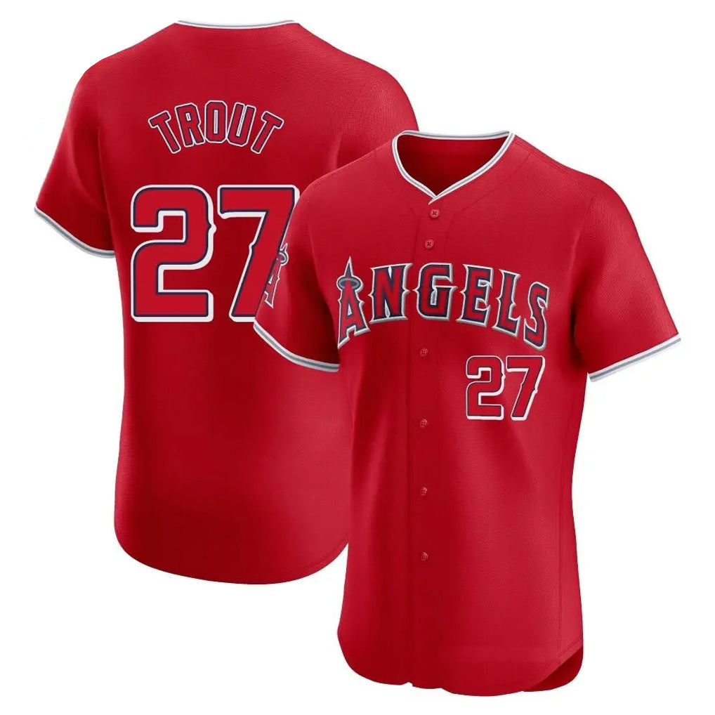 LA.Angels #27 Mike Trout Player Red Home Limited Elite Ddoa Stitched Jerseys